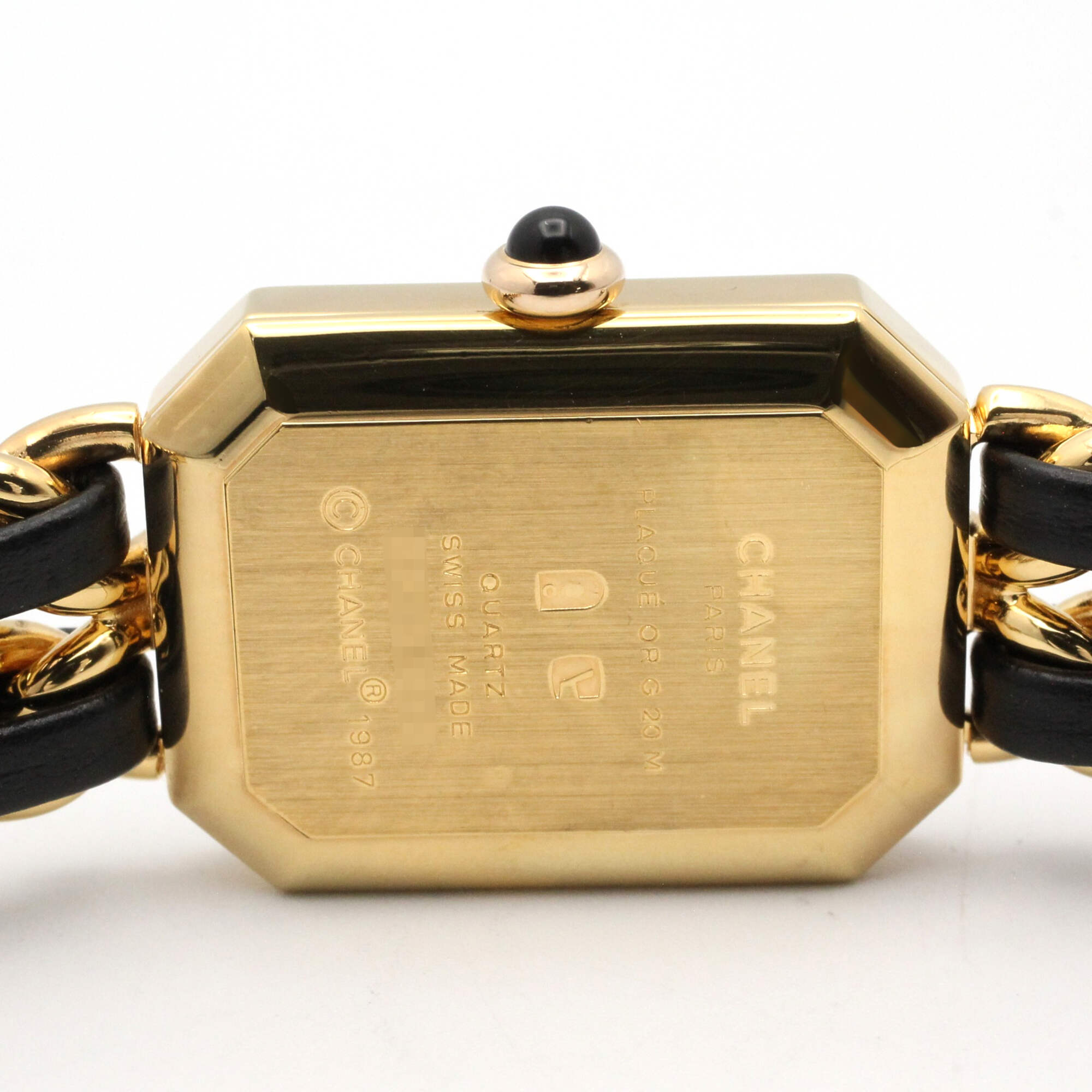 Chanel CHANEL Première M Wristwatch, Gold Plated (GP), Leather Strap, Women's, Black, H0001 — Very Good