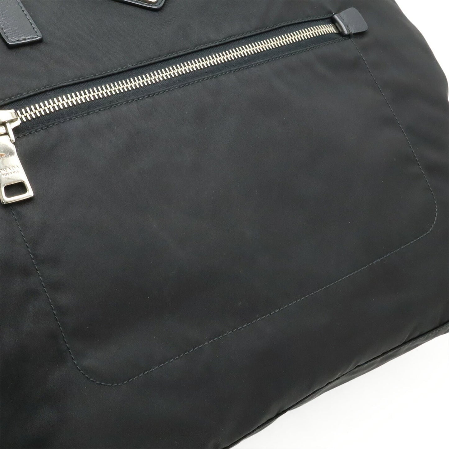 PRADA Triangle Tote Bag Shoulder Nylon Leather NERO Black 1BG842