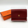 HERMES Serie coin case, purse, card leather, red, for men and women