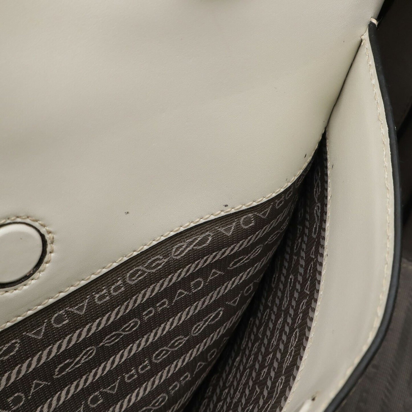 PRADA Bibliothèque Tote/Shoulder Bag in City Calf Leather, TALCO, Off-White, Purchased at an Overseas Duty-Free Shop, 1BG098