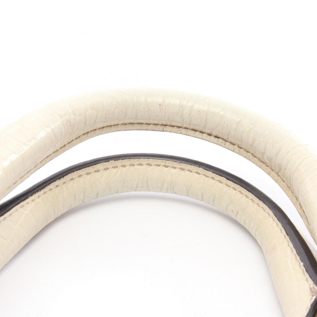 Celine Boogie Bag Macadam Handbag, Canvas and Leather, Women's, Beige White