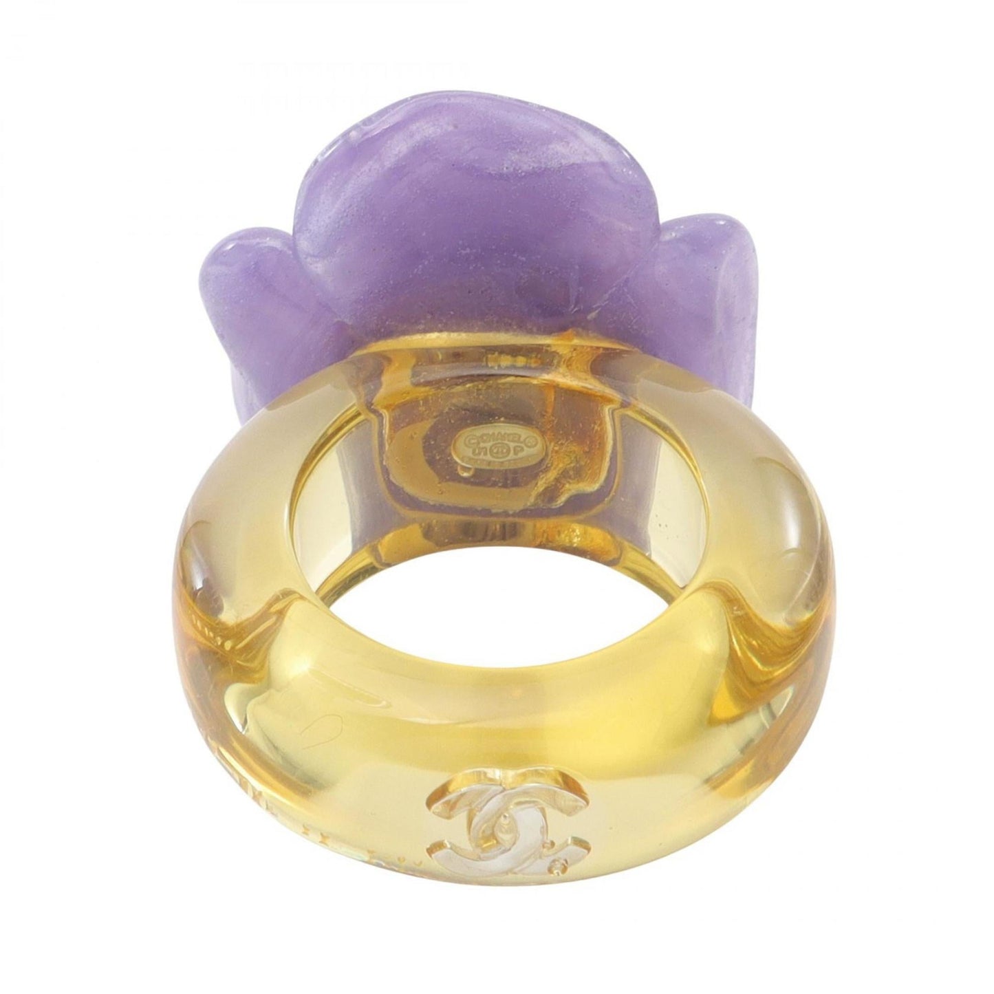 CHANEL Camellia Ring, Resin Jewelry, Women's, Purple and Yellow