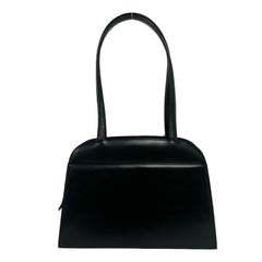 YVES SAINT LAURENT Logo Stitch Leather Handbag Semi-Shoulder Bag Black 17395 — Like New