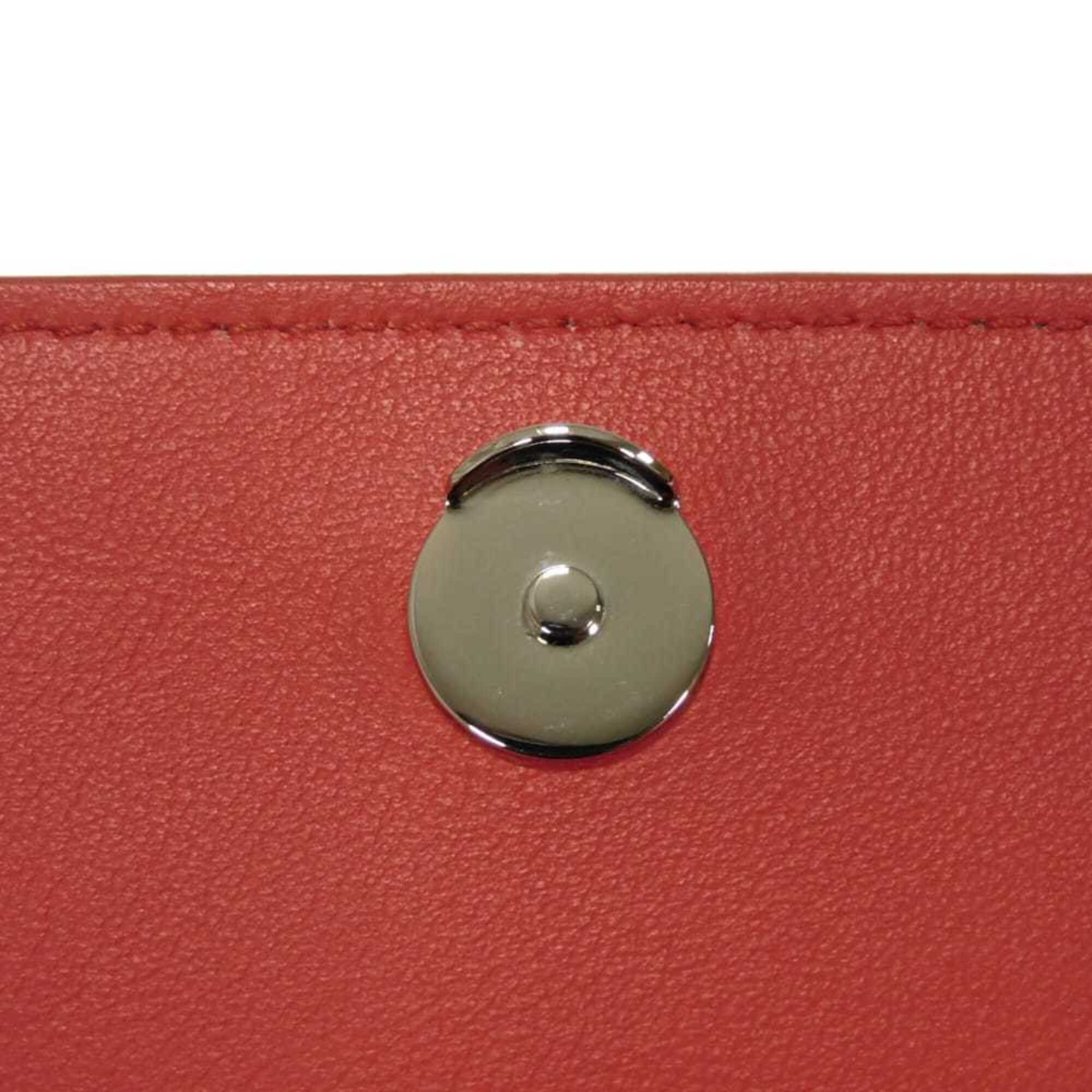Salvatore Ferragamo Shoulder Bag Double Gancini Mini Chain Calfskin 2-Way New Logo Red 218357 Women's — Like New