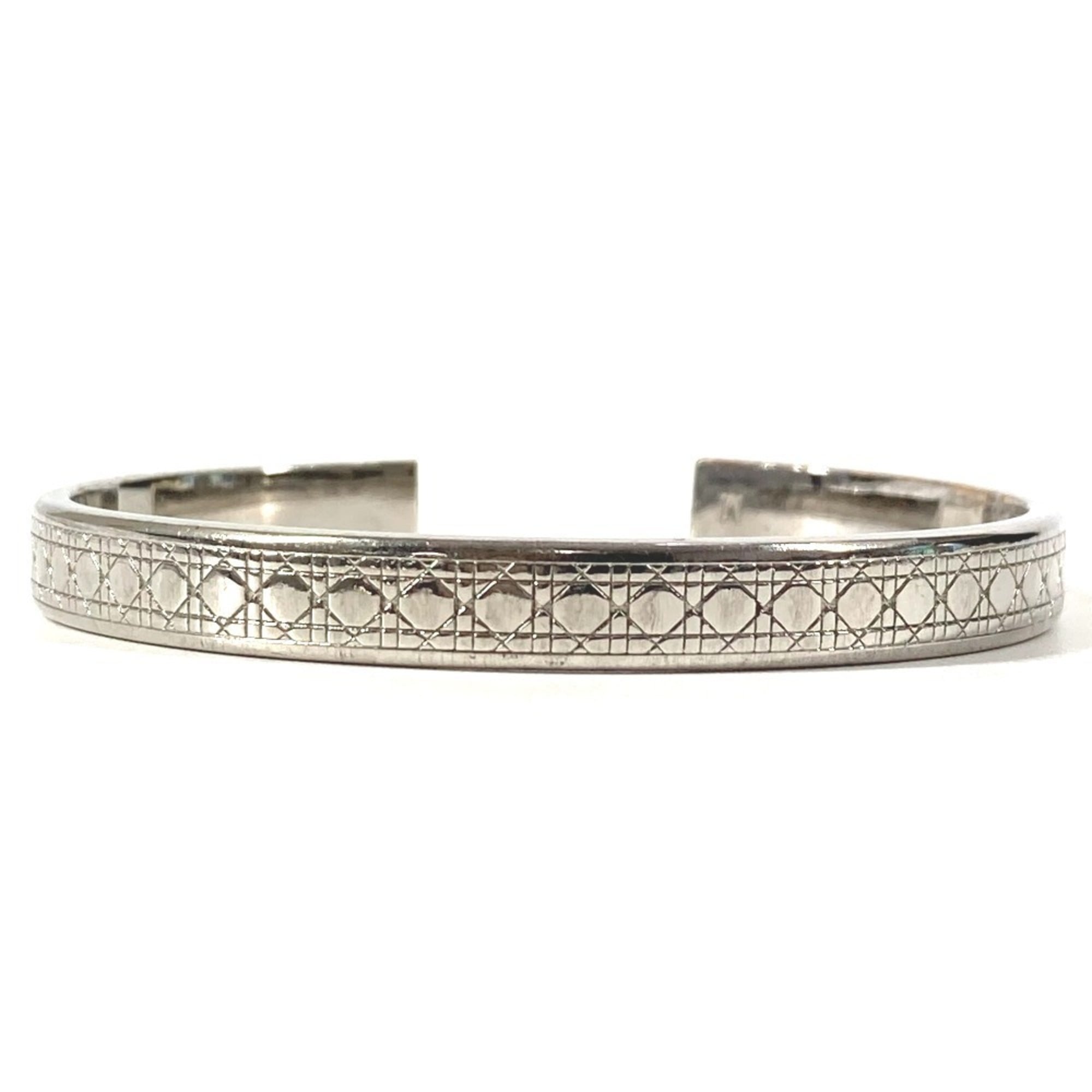 Christian Dior Dior Cannage Logo Bangle Bracelet in Silver Metal for Women