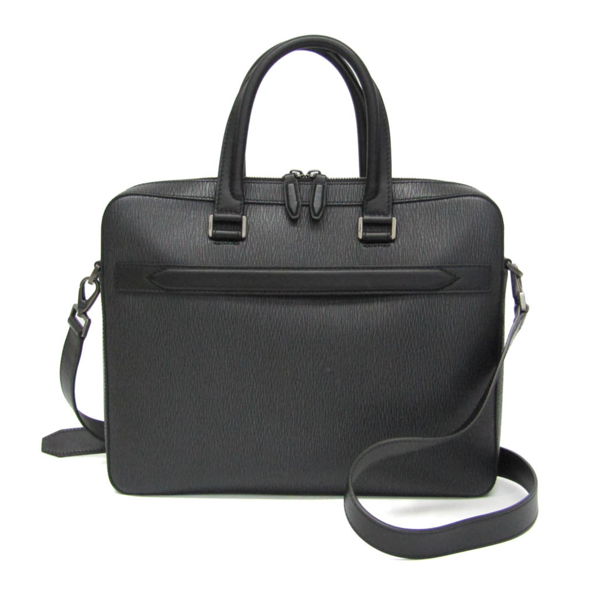 Salvatore Ferragamo FZ-24 0458 Men's Leather Briefcase,Handbag Black — Like New