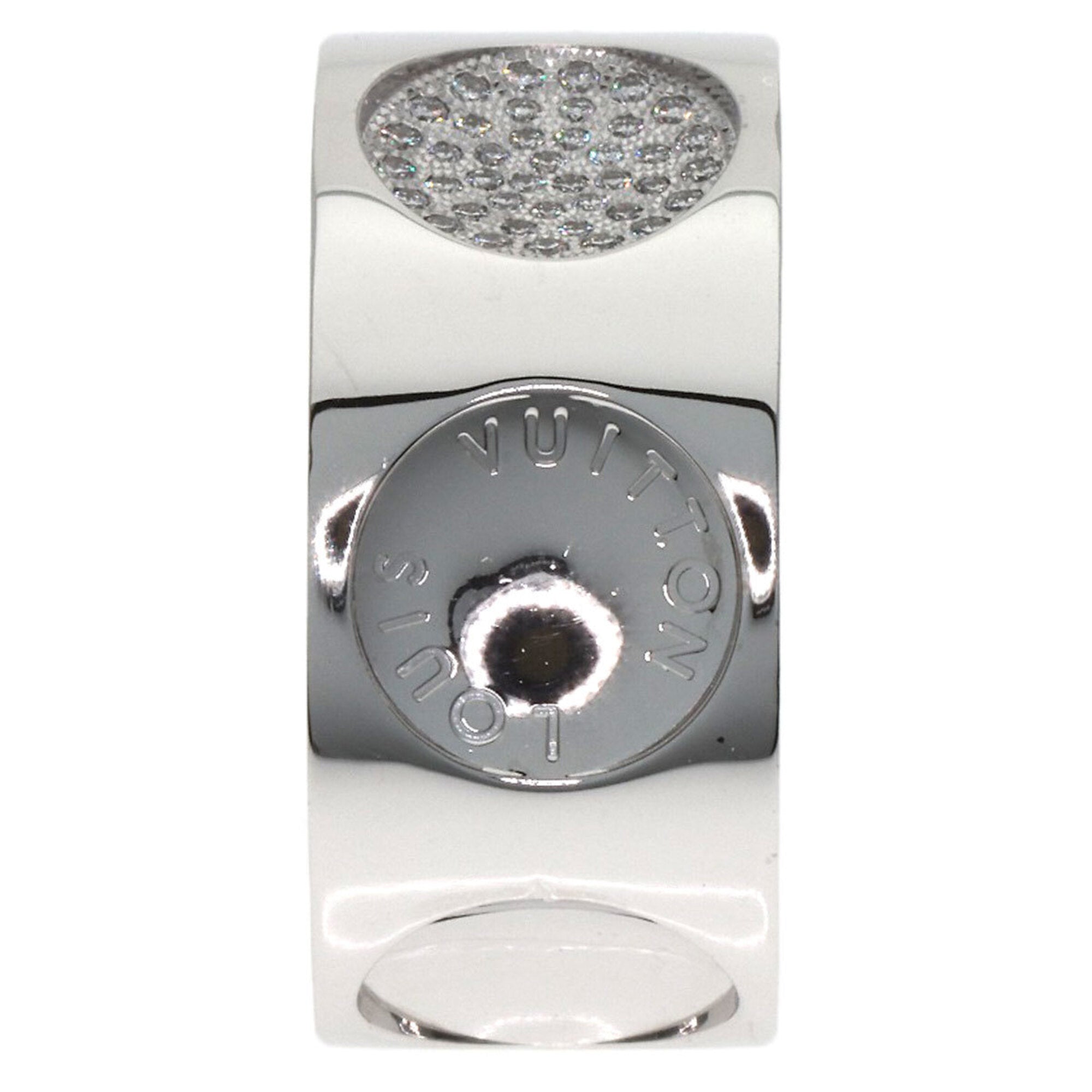 Louis Vuitton Grand Bague Empreinte Diamond Ring #53, 18K White Gold, Women's — Like New