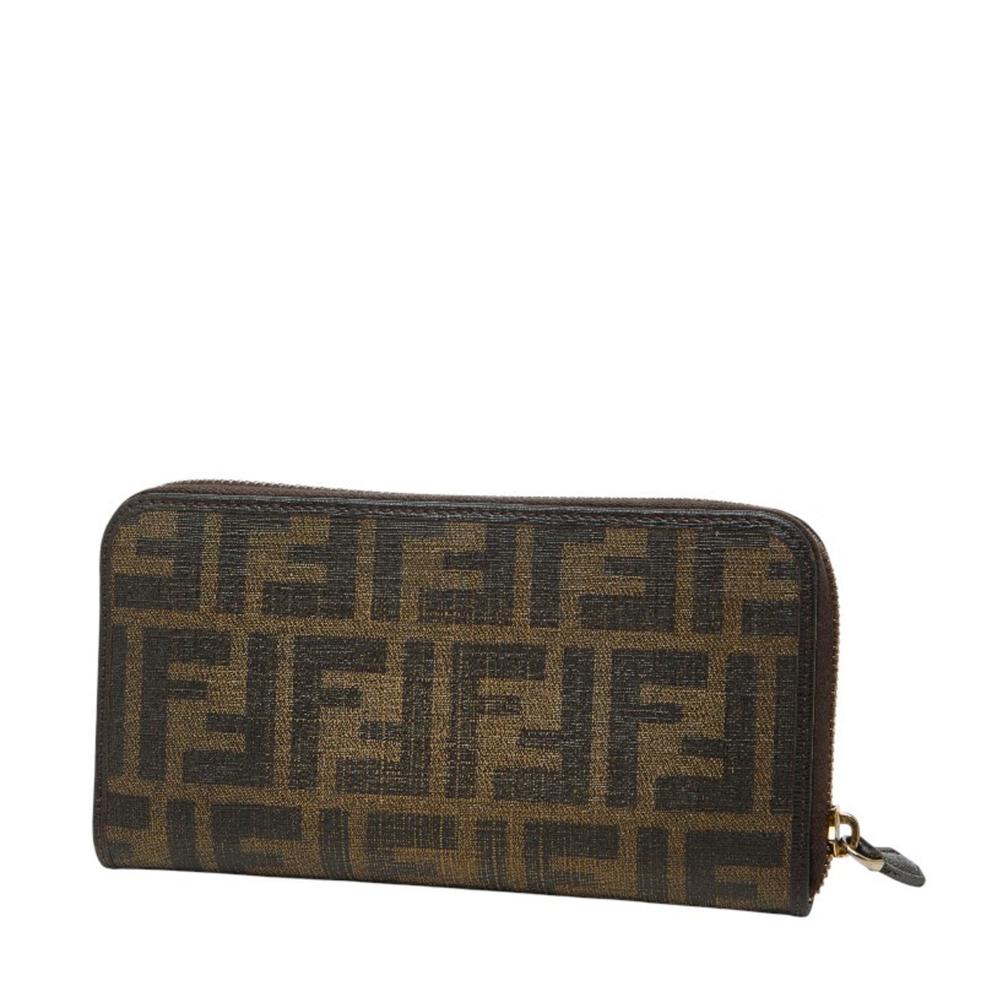 Fendi Zucca Round Zip Long Wallet 8M0299 Brown Women's FENDI
