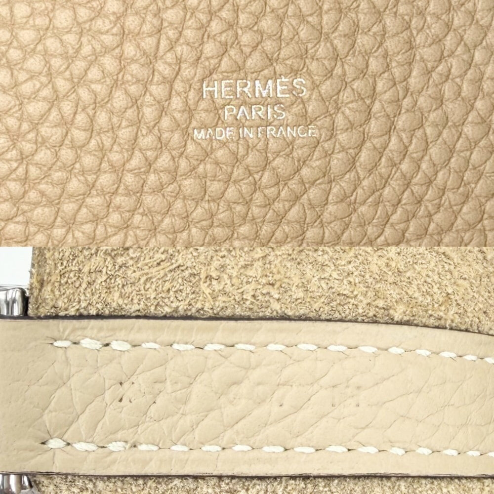 Hermes Picotin Lock MM handbag for women, beige, HERMES X stamp, Taurillon leather, silver hardware, 2016 model — Like New