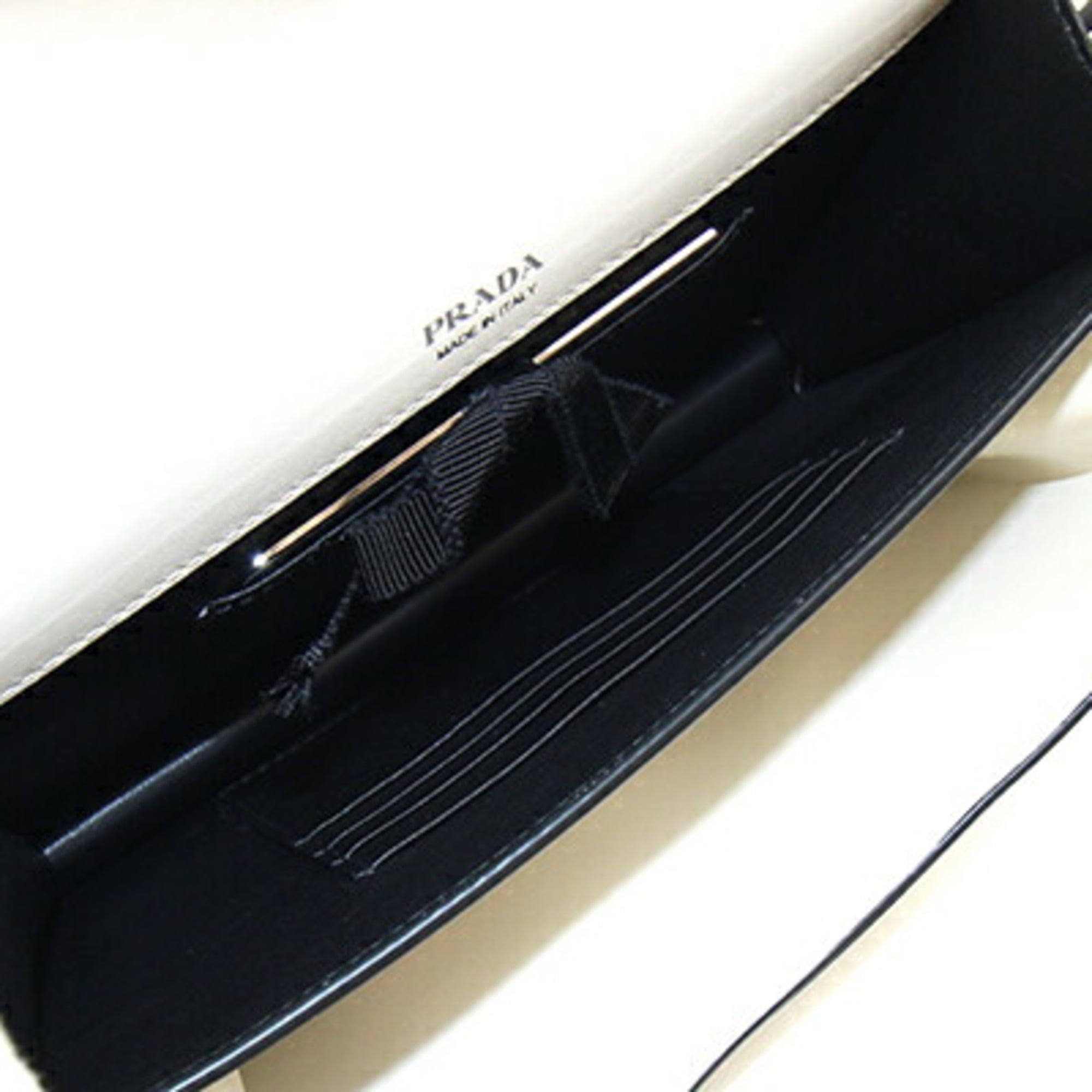 Prada Mini Envelope Shoulder Bag 1BP020 Off-White Leather Pouch Women's PRADA