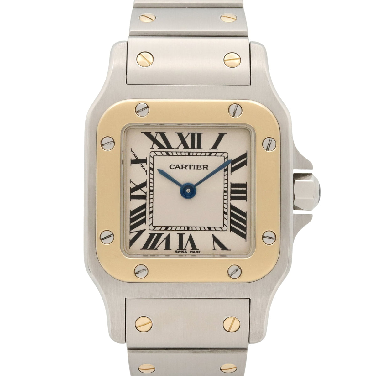Cartier Santos Galbee SM Watch, 18K (Yellow Gold) Stainless Steel, Ladies, Silver Tone, W20012C4 — Very Good