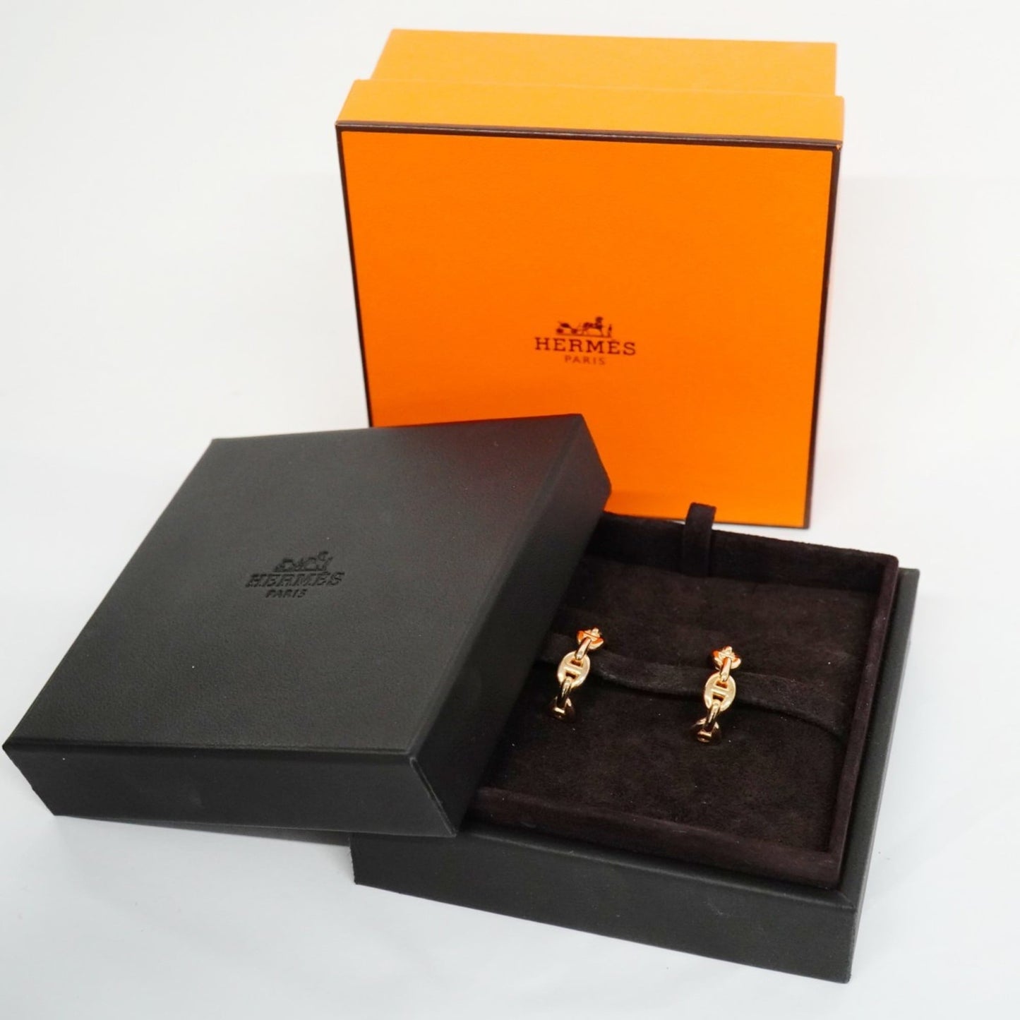 Hermes Anchaîne Chaine d'Ancre earrings in 18KPG pink gold for women