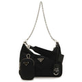 PRADA Triangle Re-Edition 2005 Shoulder Bag in Nylon (Black) 1BH204