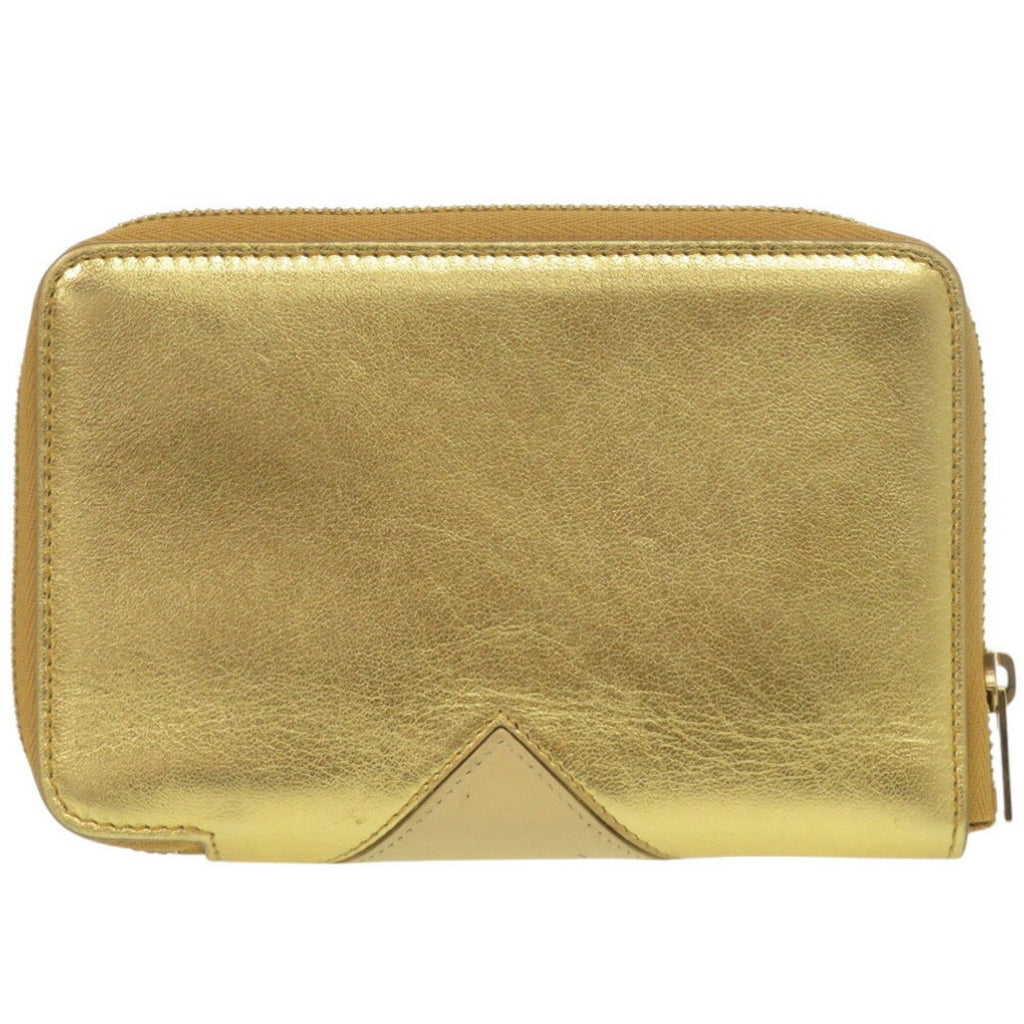 Celine Round S-TN-1113 Leather Gold/Yellow Bi-fold Wallet 0472CELINE