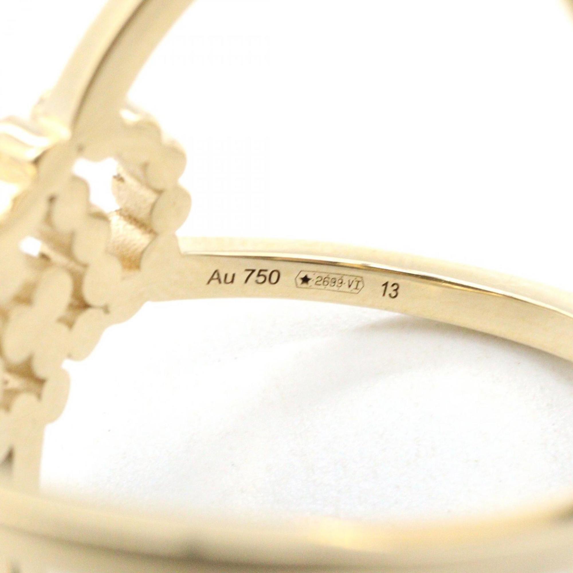 Gucci GG Running Cross Logo Diamond Ring, 18K Yellow Gold, Diamond, Men's, Women's, Clear — Like New