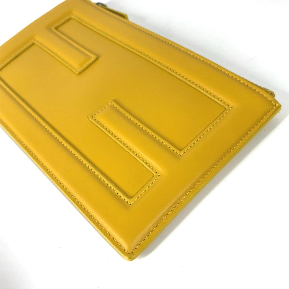 FENDI 7N0114 Pouch Clutch Bag Leather Women's Yellow — New - Store Return