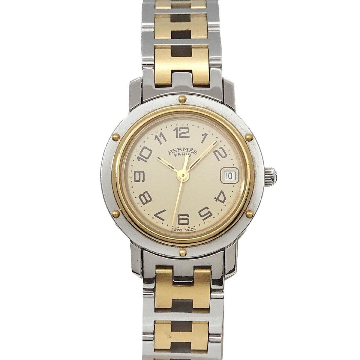 Hermes CL4 220 Women's Watch, Date, Ivory, Quartz Watch — Very Good