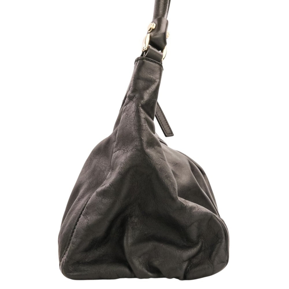 GUCCI Leather One-Shoulder Bag Handbag 190525 493075 Black Women's — Like New