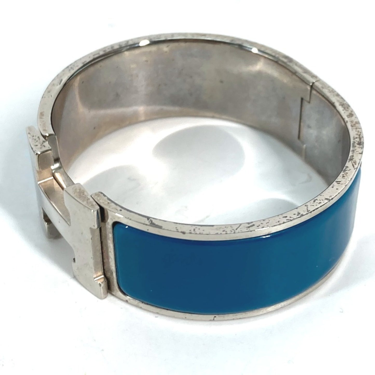 HERMES Click Clack GM Bracelet, Metal Bangle, Women's, Blue