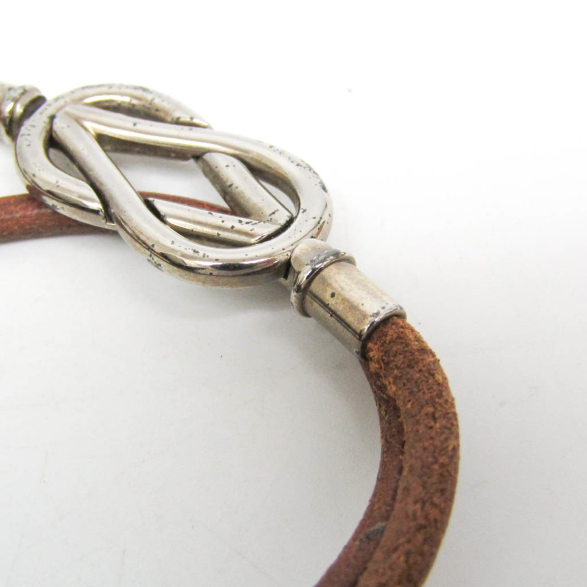 Hermes Atame Choker Leather,Metal Bangle Silver,Brown