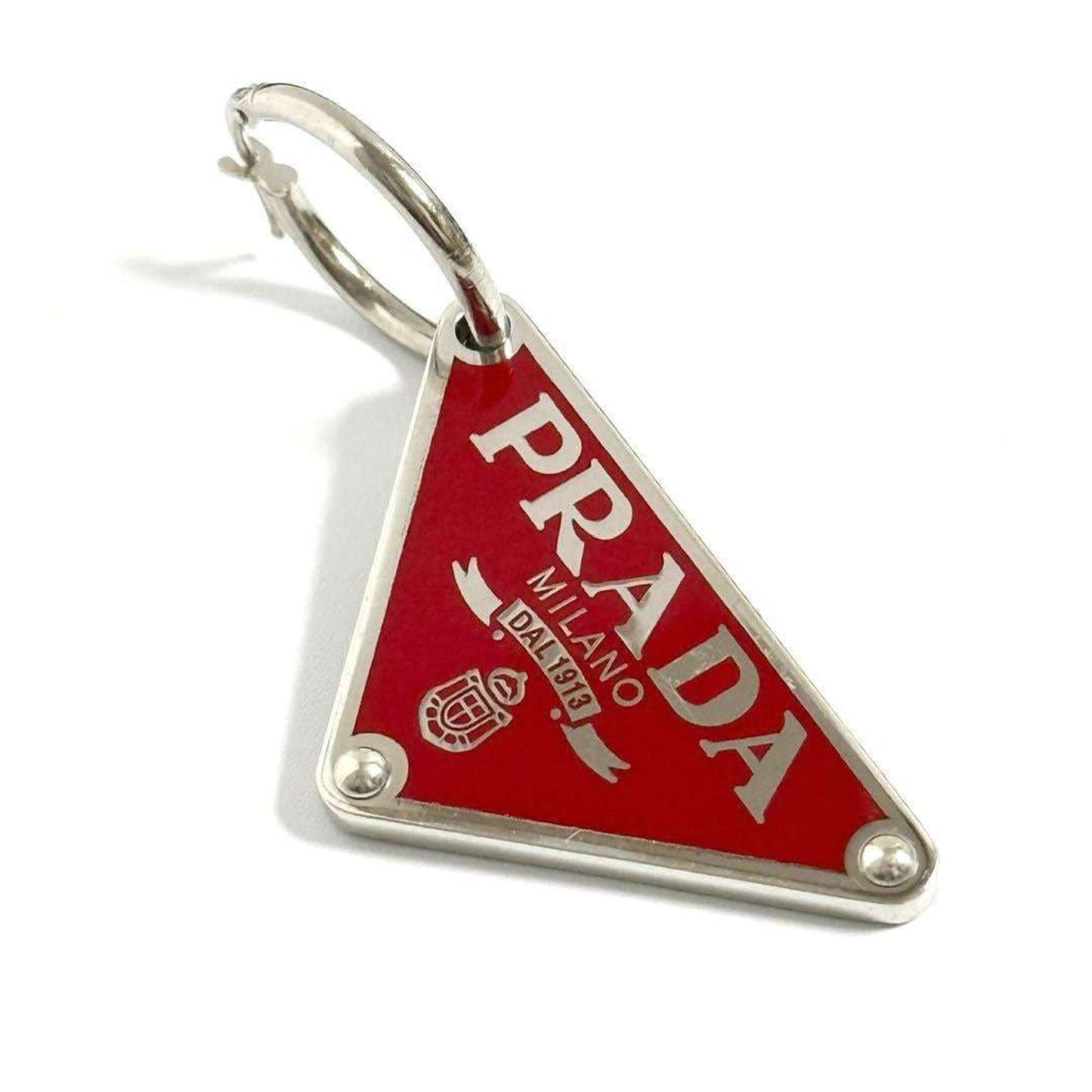 Prada Women's and Men's Single Earrings Symbol Silver 925