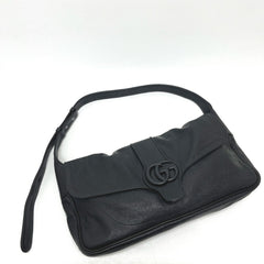 GUCCI 767209 GG Marmont Flap Bag, Handbag, Shoulder Leather, Women's, Black, Like New — Like New