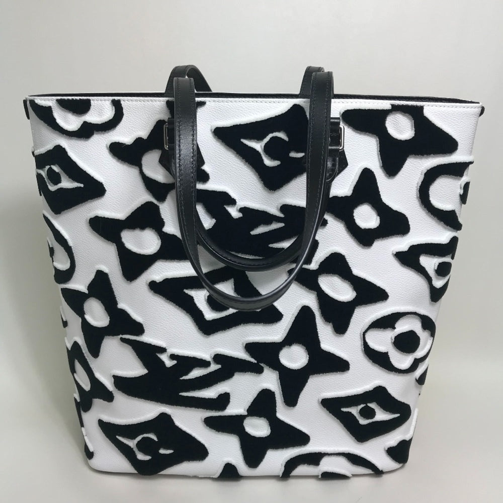 LOUIS VUITTON M45567 Tufted Monogram LVXUF Cabas Handbag/Tote Bag, Coated Canvas, Unisex, White/Black, Like New — Like New