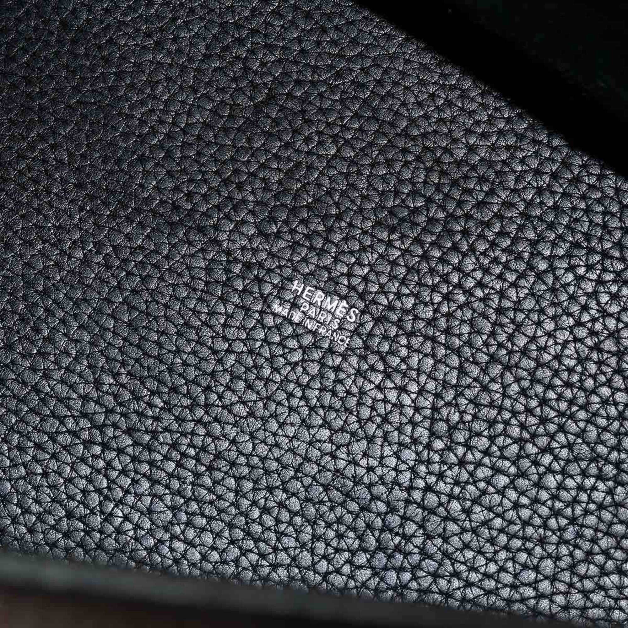 Hermes Picotin MM Handbag, Taurillon Clemence Leather, Black, Silver Hardware — Like New