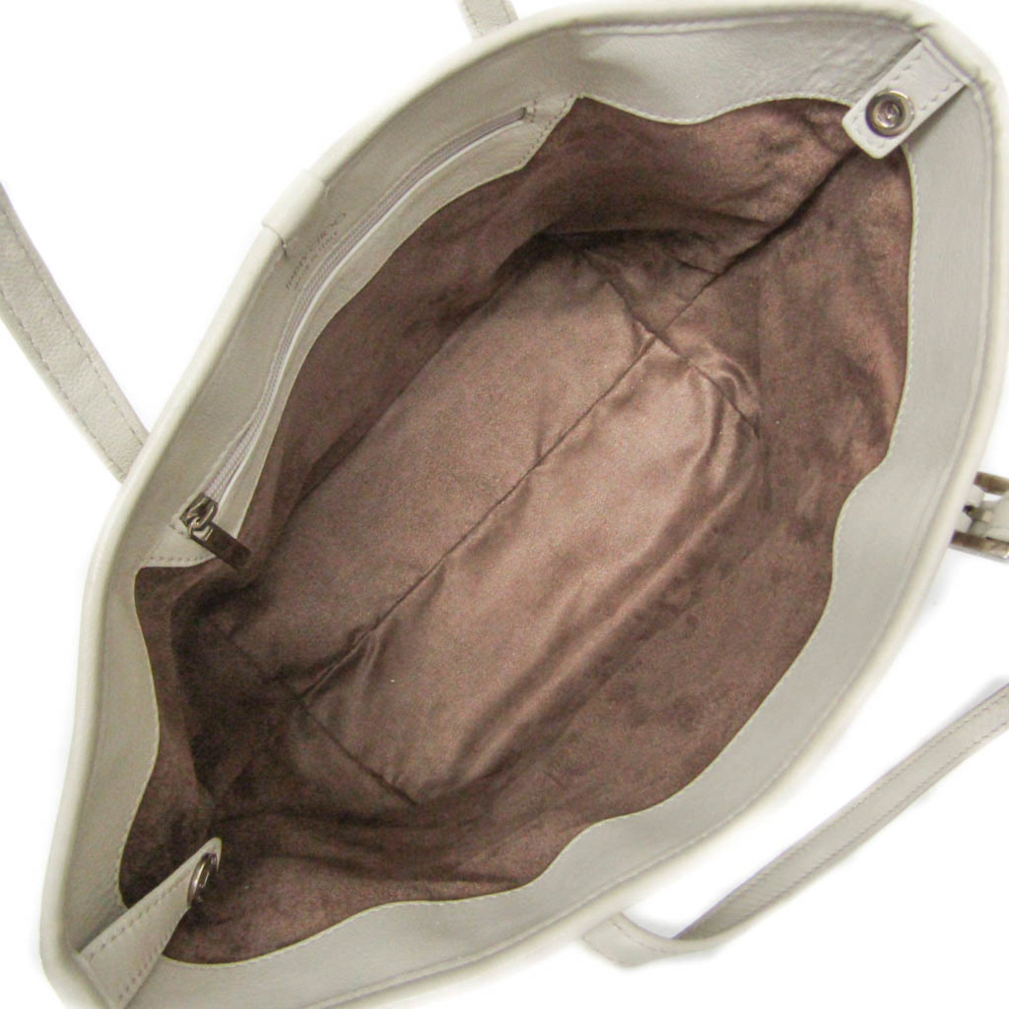 Jimmy Choo SASHA/M Women's Leather Studded Tote Bag Off-white