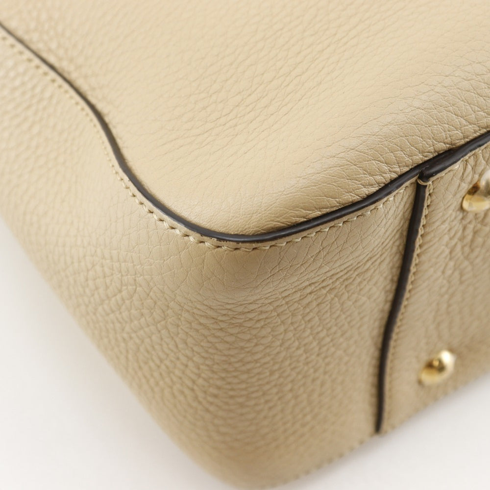 Fendi FF Tote Small Handbag 2-Way Shoulder Bag 8BH367 Calfskin Beige 2-way A5 Magnetic Closure Women's — Like New