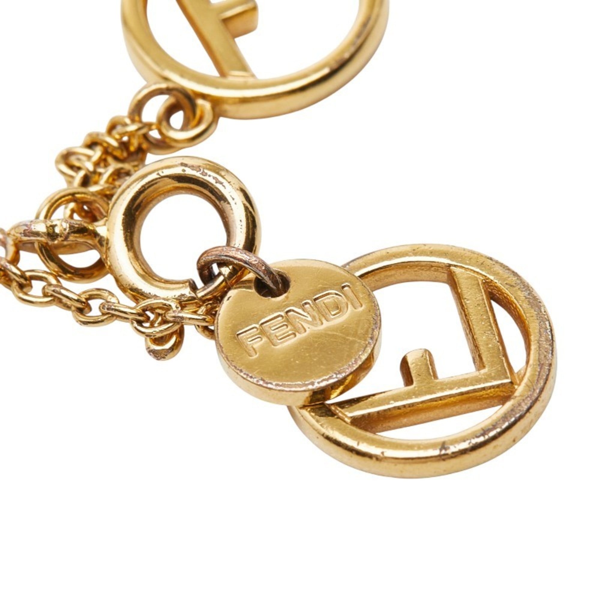 Fendi F Is Bracelet Gold Plated Rhinestones Women's FENDI