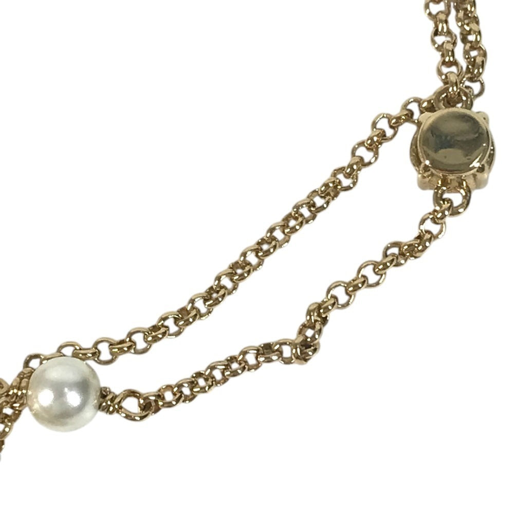 LOUIS VUITTON M1683A Bangle Accessory, Double Strand, Ladies' LV Metal Strass Faux Pearl Rhinestone Chain Bracelet, Metal, Men's & Women's, Gold — Like New