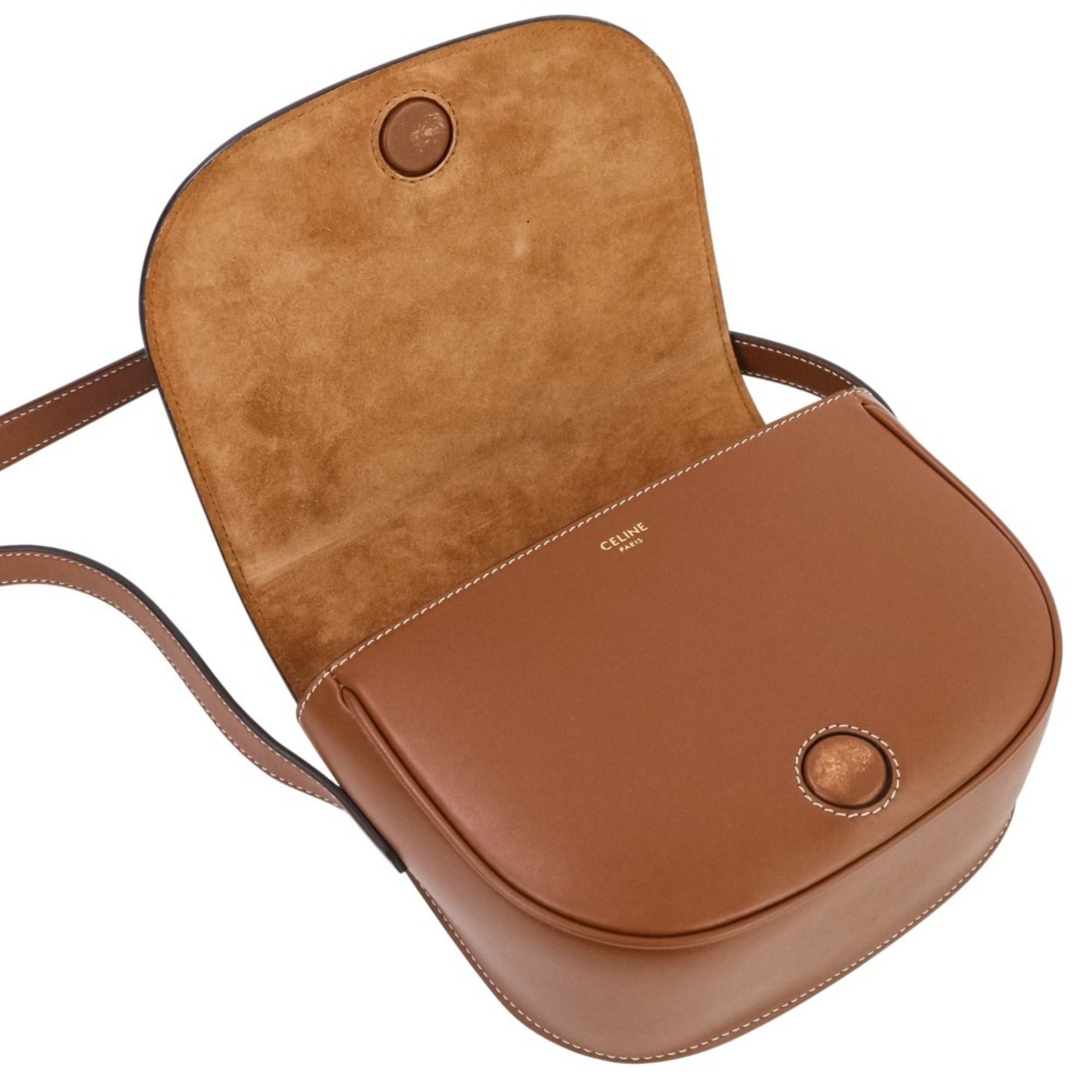 CELINE Folco Cuir Triomphe Shoulder Bag, Brown, Women's, Luxs, Pre-owned Brands — Like New