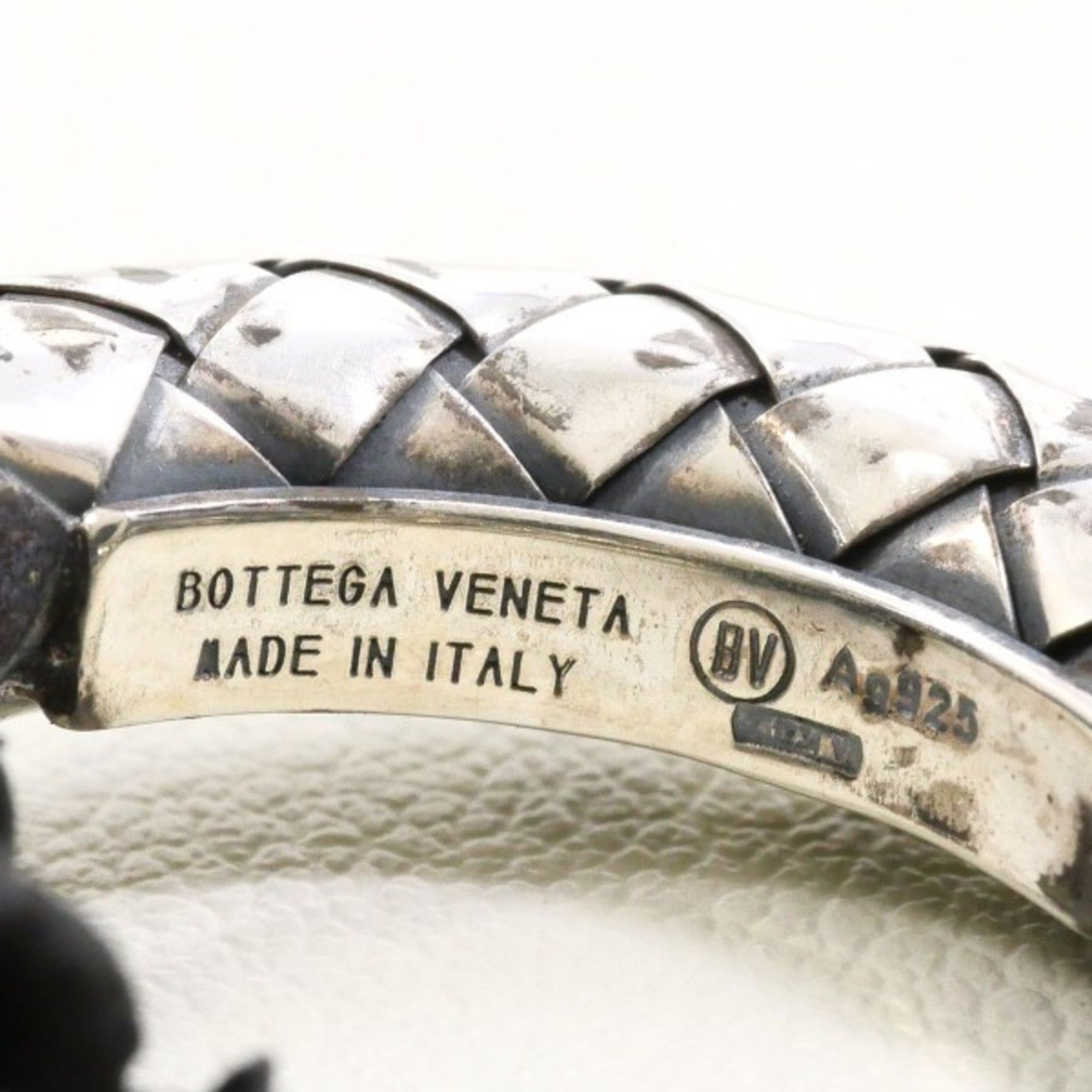 Bottega Veneta Intrecciato Circle Silver Leather Necklace Total weight approx. 16.6g 56cm — Like New