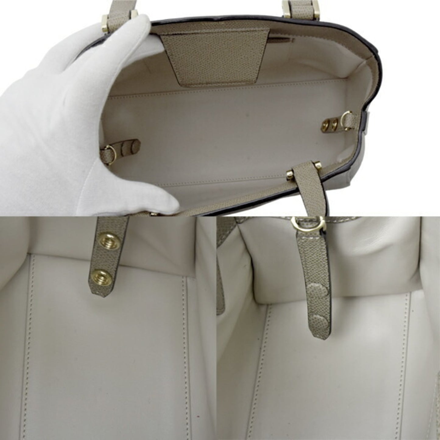 Valextra Women's Small Triennale Handbag/Shoulder Bag in Greige Calfskin Leather