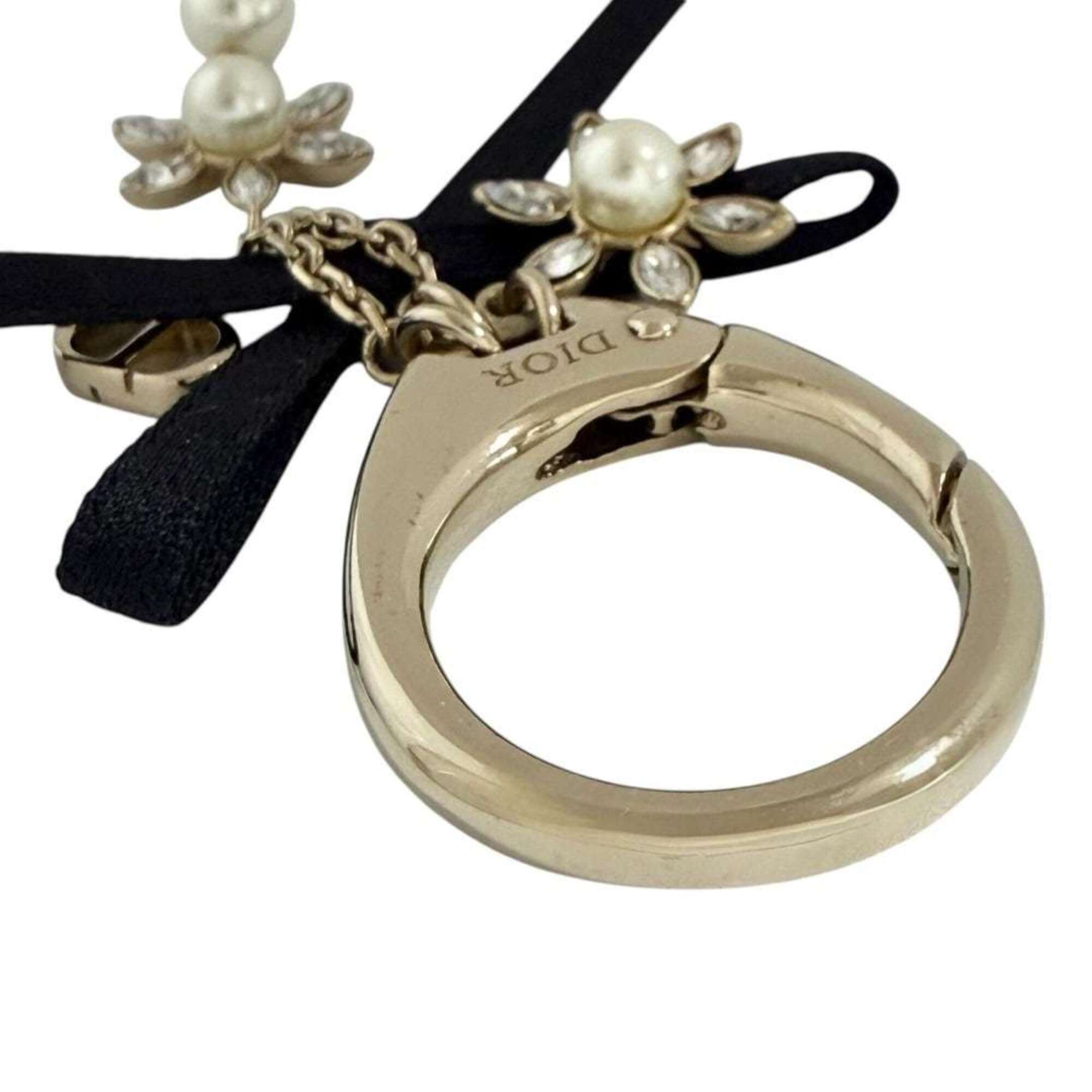 Christian Dior Dior Women's Bag Charm, Bloom in Ribbon, Black — Like New