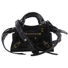 Balenciaga Neo Classic Nano Shoulder Bag/Pochette, 2-Way, Embossed Leather, Black, Double-Way, Women's — Like New