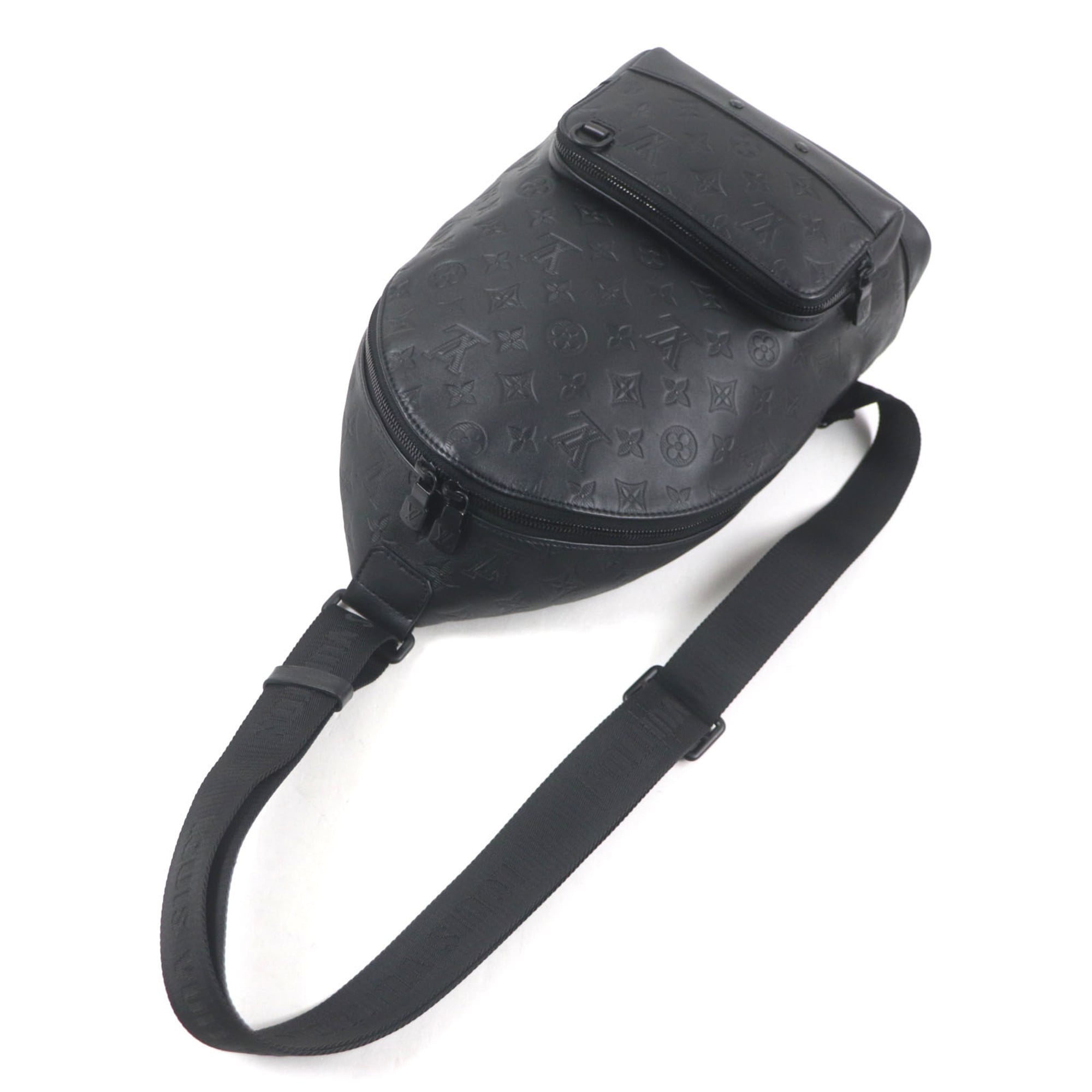 LOUIS VUITTON M46107 Monogram Shadow Racer Sling Bag, Black Leather, with Dust Made in Spain, Men's