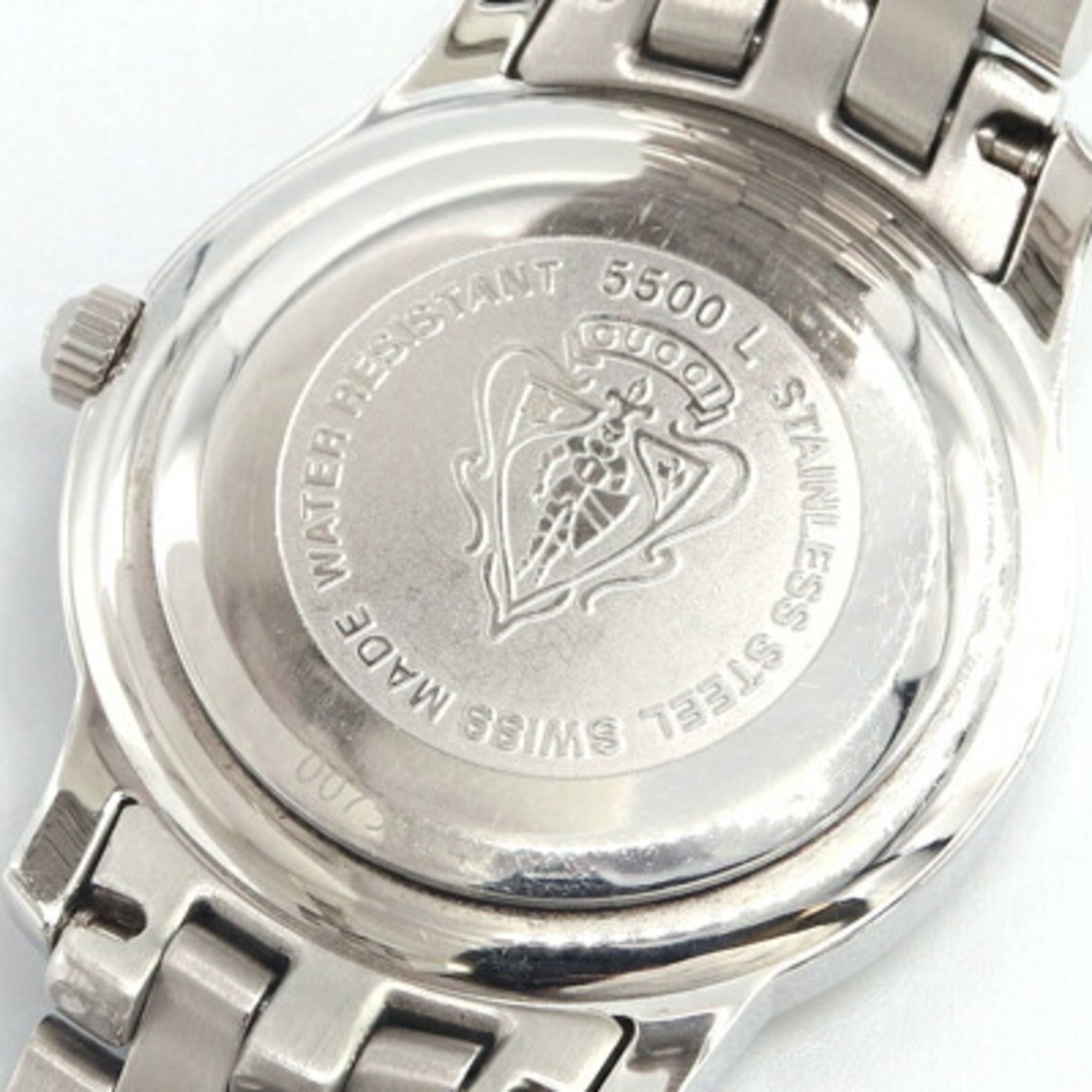 Gucci Women's Watch with 11 Diamonds, 5500L Stainless Steel Quartz Movement, Date Display, Analog, Silver Metal Strap