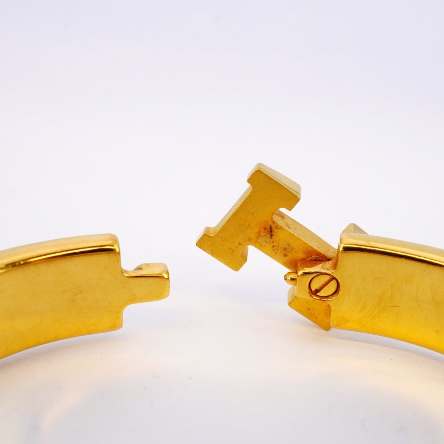 Hermes Click-Clack PM Bangle in GP-plated Gold and Black for Women