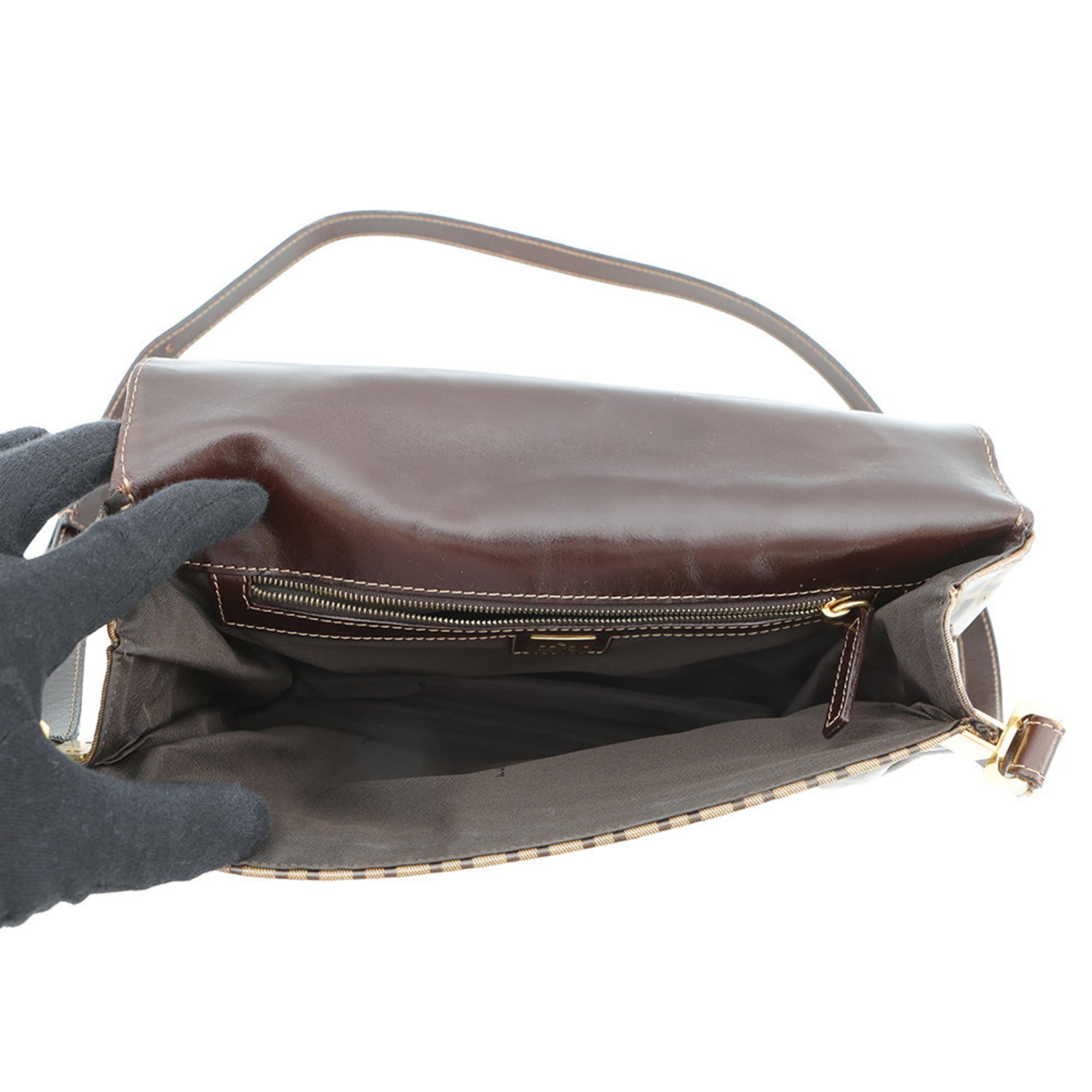 Fendi Zucchino Patent Leather Shoulder Bag