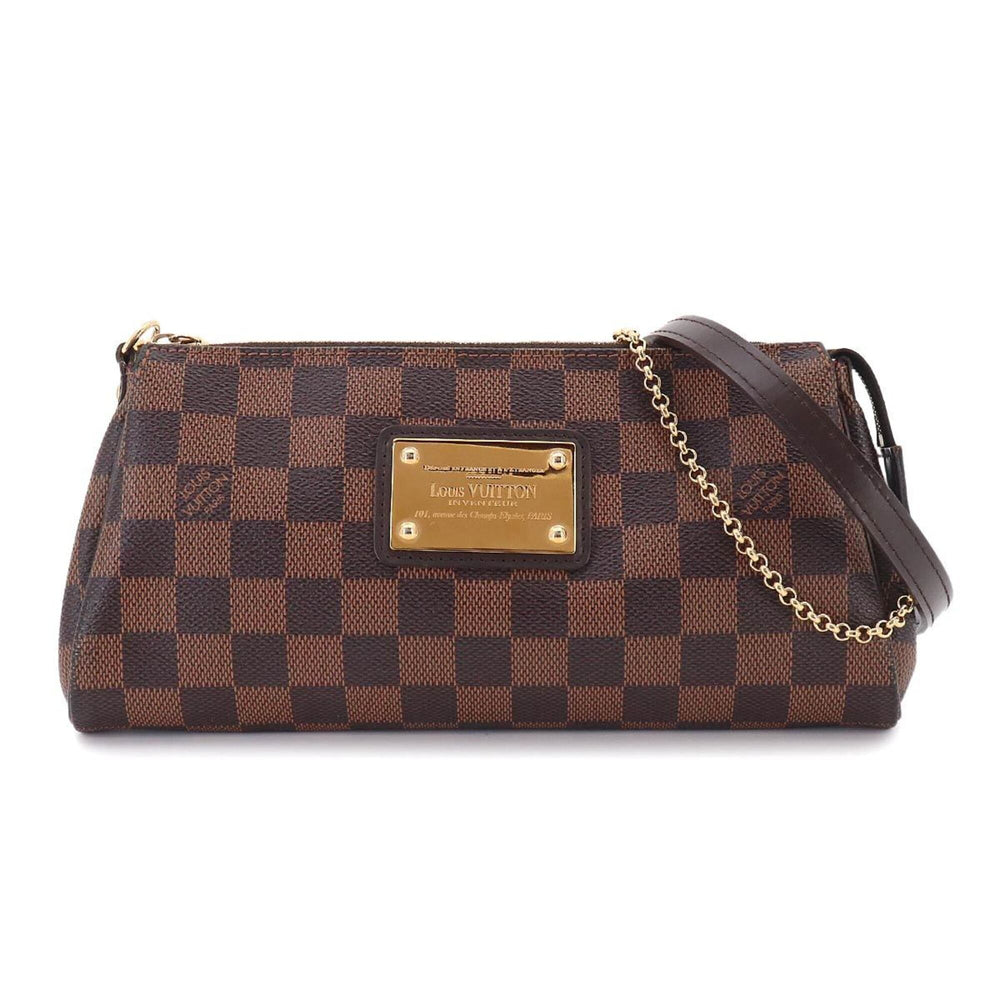 Louis Vuitton Damier Eva 2-way Hand/Shoulder Handbag, Ebene N52213, Gold Hardware — Like New