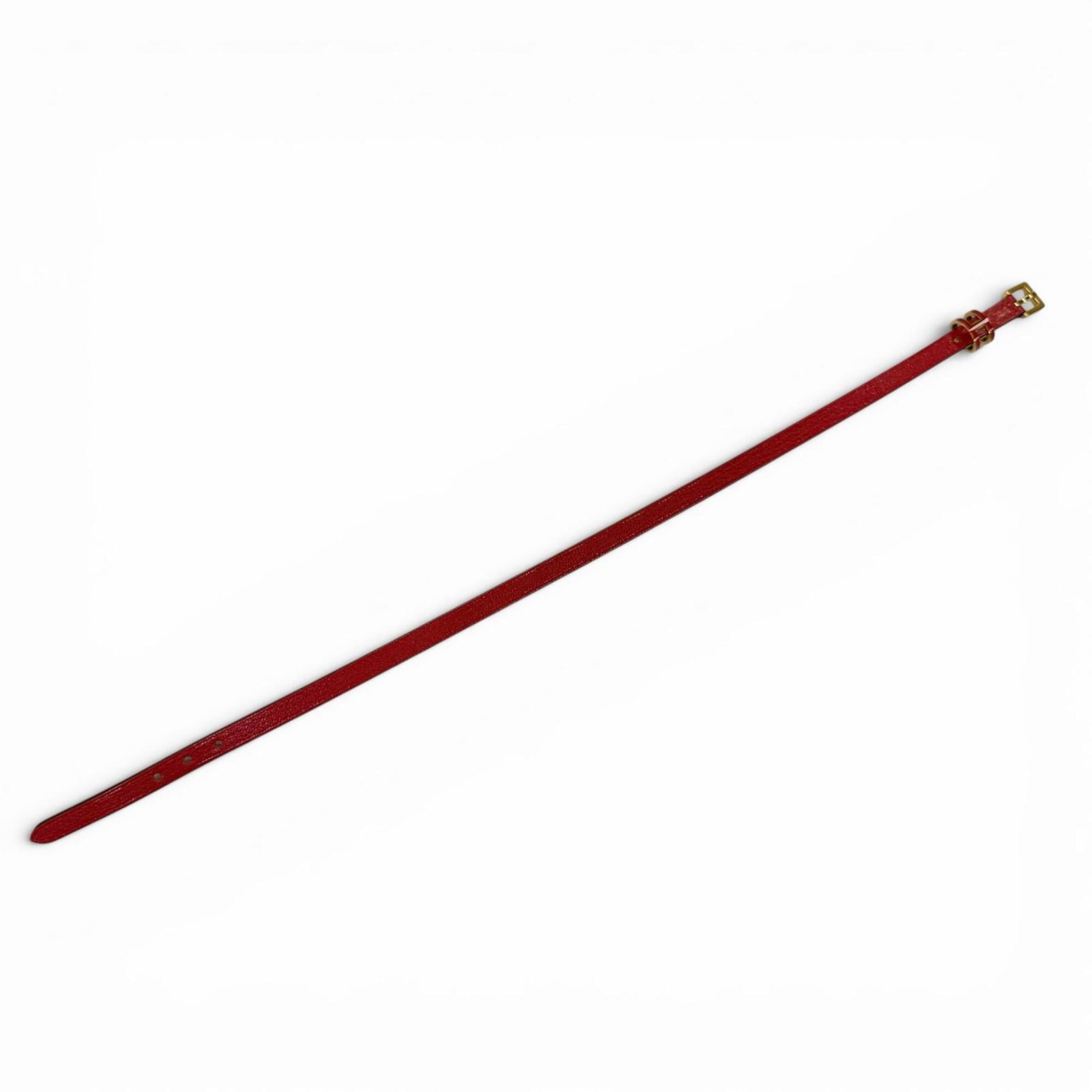 HERMES Pop H Double Tour Leather Bracelet with Golden Yellow Hardware, Red, T2 K Stamp, Made in France, Women's, Box and Dust Bag — Like New