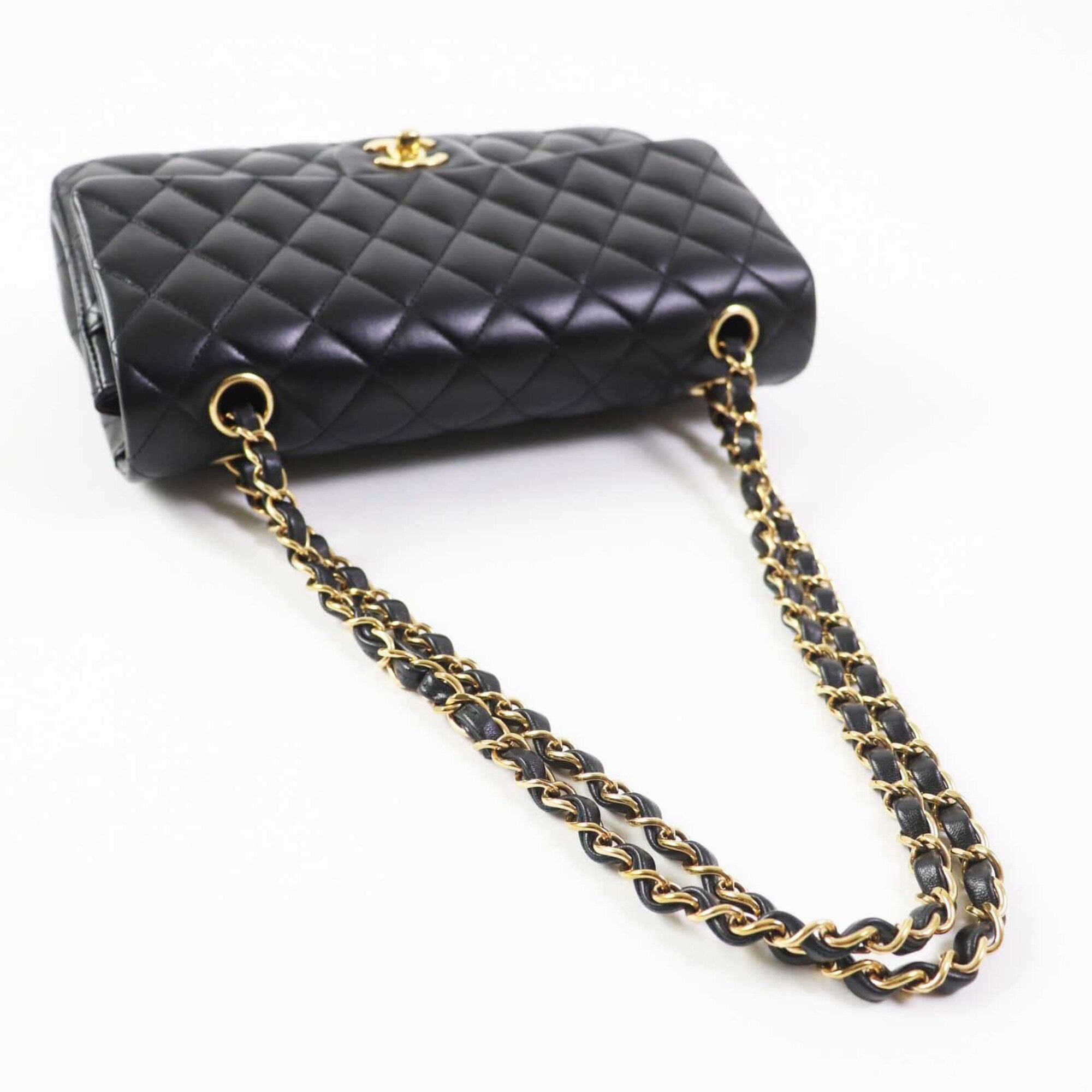 CHANEL A01112 Matelassé 25 Lambskin Shoulder Bag, Random Serial Number, Double Flap, Chain, Black with Gold Hardware, Comes Box and Dust Made in France, Women's — Like New