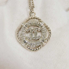 Chanel necklace, Coco Mark crystal rope circle lifesaver round rhinestone B19C CC mark clear AB0515 women's — Like New
