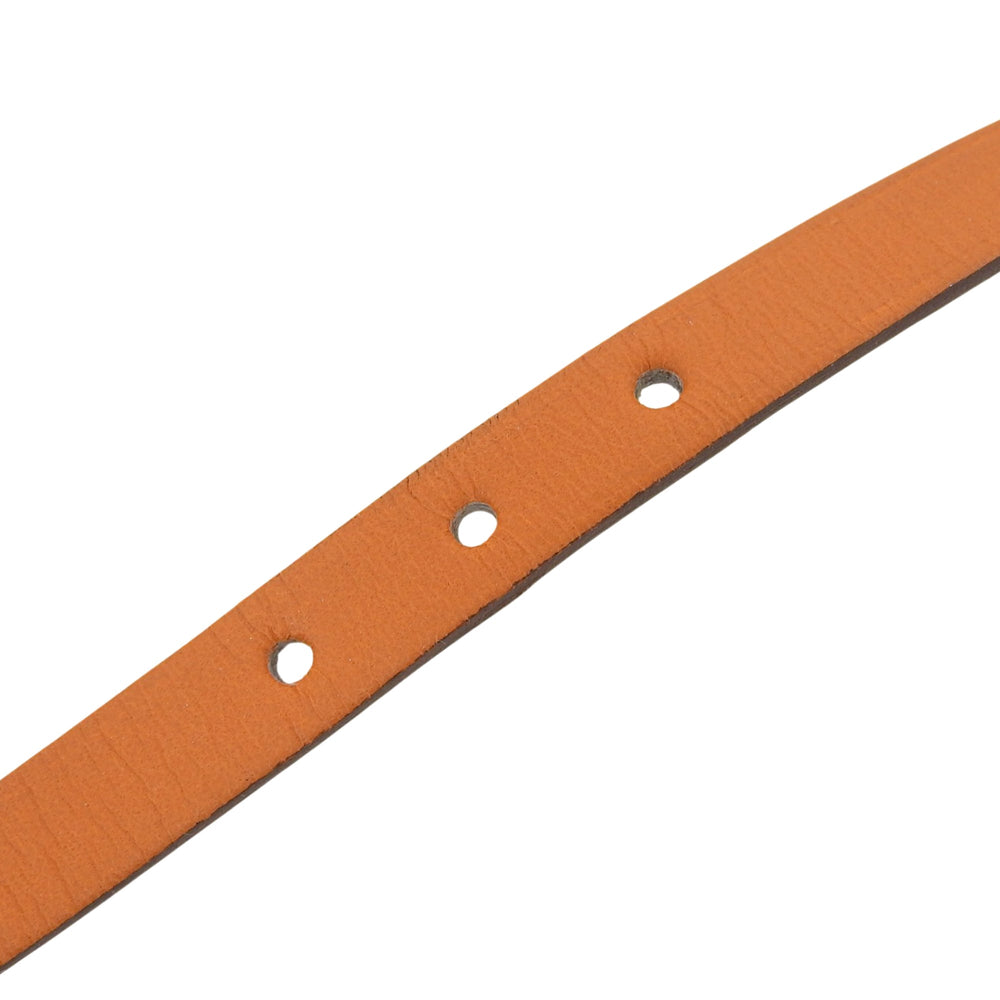 HERMES Api 3 Silver Hardware Triple Strand Leather Bracelet, Orange, Size M, □J Stamp, Women's, with Box — Like New