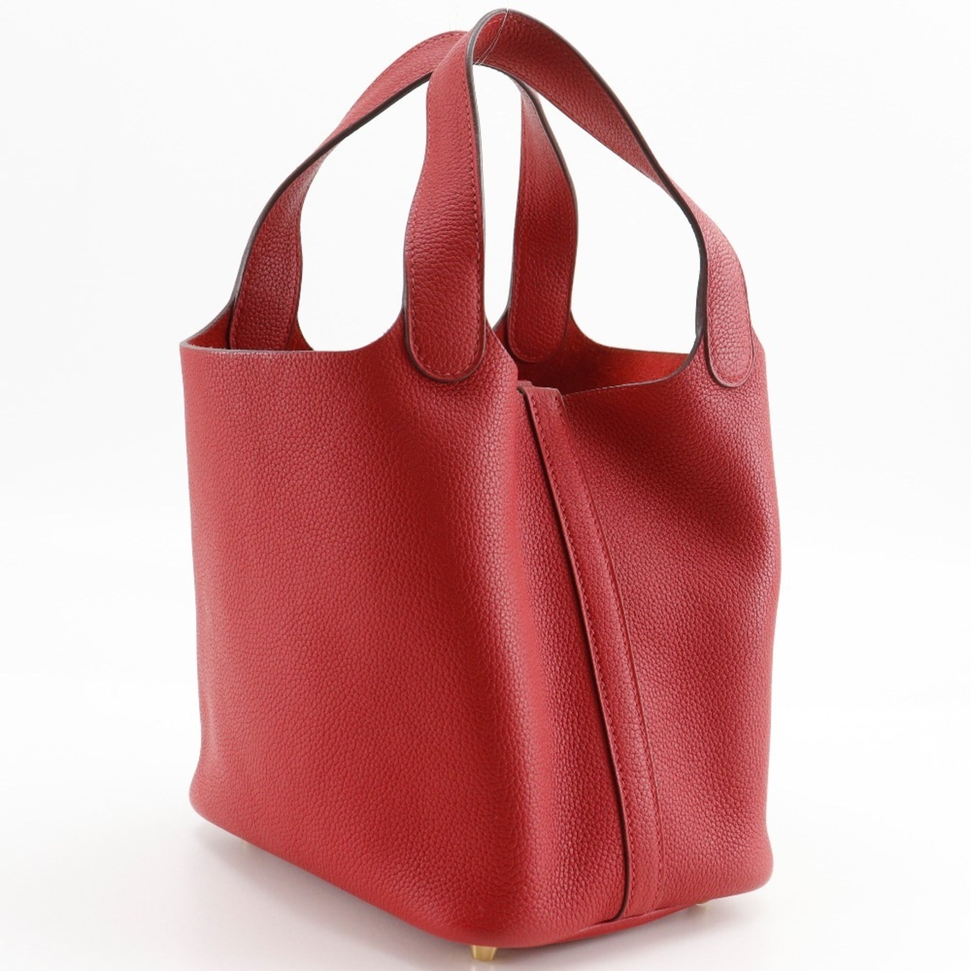 Hermes HERMES Picotin Lock 18 PM Handbag x Taurillon Maurice 2018 Red / C Belt Clasp Loc18K Women's — Like New