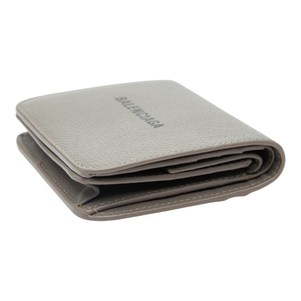 Balenciaga Logo Bifold Compact Wallet 594216 Gray Leather Women's BALENCIAGA