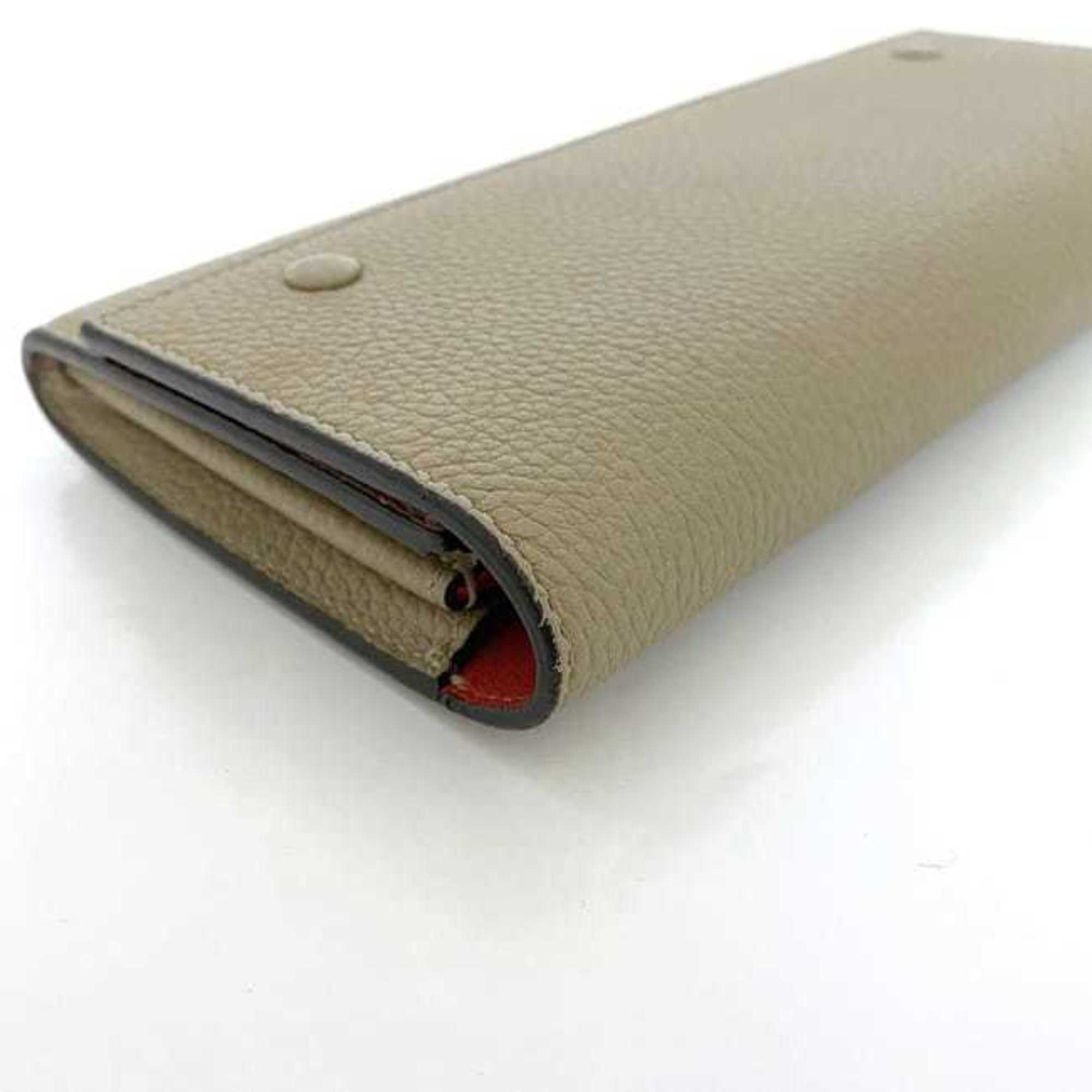 Celine Bi-fold Long Wallet Large Multi-function ec-21822 Beige Red 101673AFE Leather S-PG-4175 CELINE Flap Grain Women's
