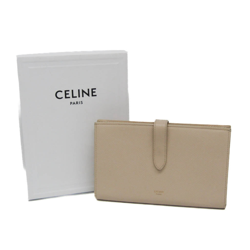 Celine Large Strap Wallet 10B633 Women's  Calfskin Long Wallet (bi-fold) Light Beige